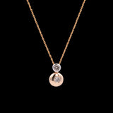 14K Yellow And White Gold Bezel Set Double Diamond Pendant With 18 Inch Chain