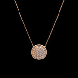 14K Yellow Gold Pave Diamond Disc Necklace, 18 Inches