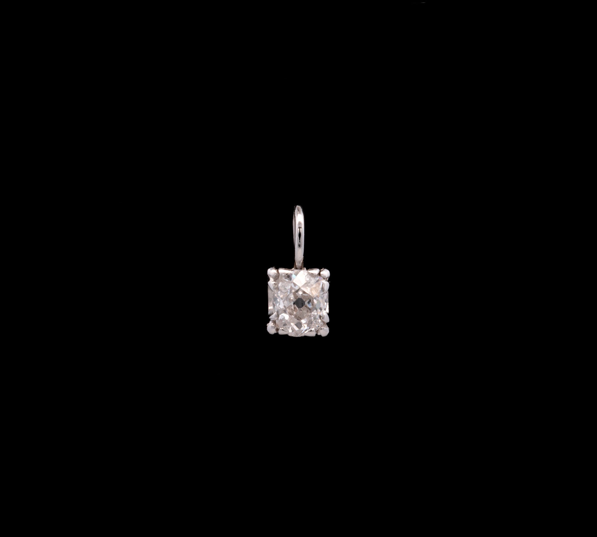 14K White Gold Old Mine Cut 0.30ctw Diamond Charm