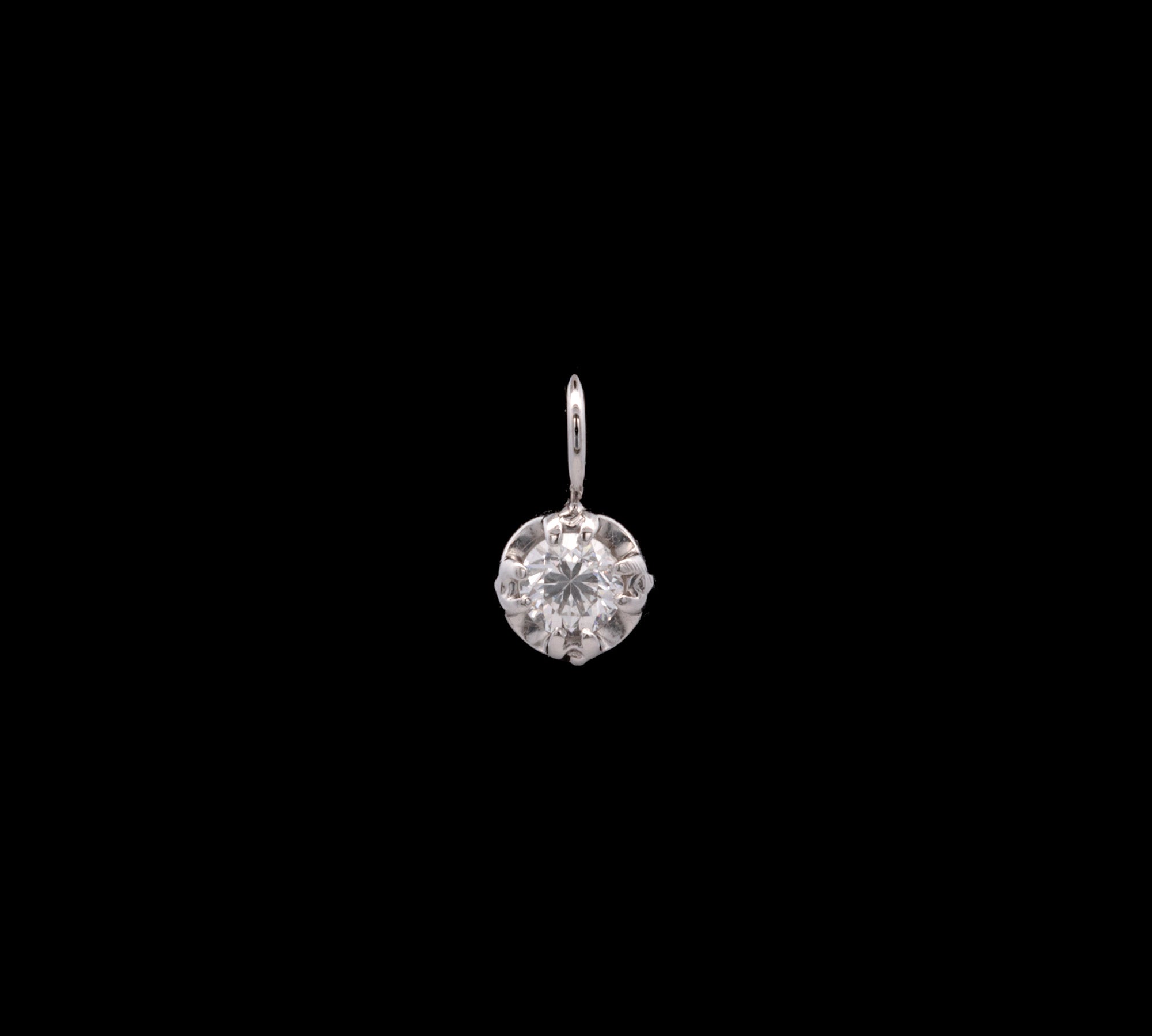 14K White Gold Old Mine Cut 0.35ctw Diamond Charm