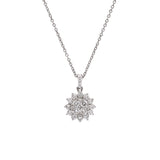 18K White Gold Diamond Cluster Pendant With 18 Inch Chain