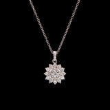 18K White Gold Diamond Cluster Pendant With 18 Inch Chain