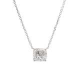 14K White Gold Cushion Cut Diamond Necklace, 18 Inches