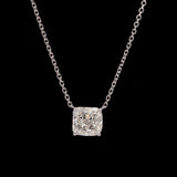 14K White Gold Cushion Cut Diamond Necklace, 18 Inches