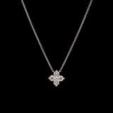 14K White Gold Diamond Clover Pendant And  18 Inch Chain