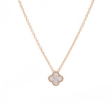 14K Yellow Gold Diamond Clover Pendant With 18 Inch Chain