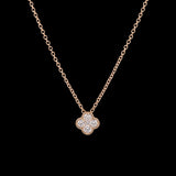 14K Yellow Gold Diamond Clover Pendant With 18 Inch Chain