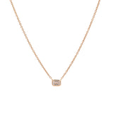 14K Yellow Gold Bezel Set Diamond Necklace, 18 Inches
