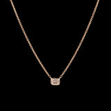 14K Yellow Gold Bezel Set Diamond Necklace, 18 Inches