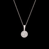 14K White Gold Diamond Cluster Pendant With 18 Inch Chain