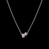 14K White Gold Double Diamond Necklace, 18 Inches