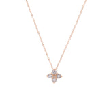 14K Yellow Gold Diamond Flower Pendant With 18 Inch Chain