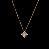 14K Yellow Gold Diamond Flower Pendant With 18 Inch Chain