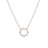 14K Yellow Gold Baguette And Round Diamond Circle Necklace, 18 Inches
