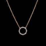 14K Yellow Gold Baguette And Round Diamond Circle Necklace, 18 Inches