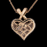 18K Yellow And White Gold Diamond Pave Puffed Heart Pendant With 18 Inch Cable Chain