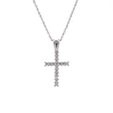 14K Diamond Cross Pendant With 16 Inch Singapore Sparkle Chain