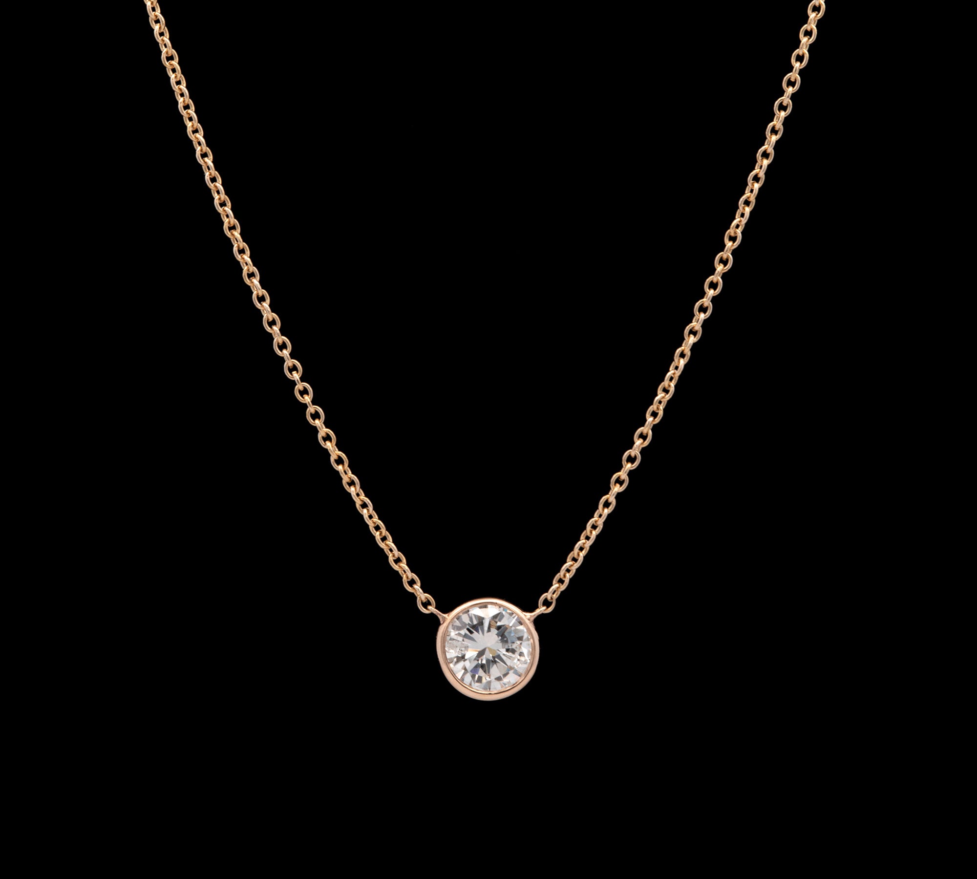 14K Yellow Gold 0.84ctw Bezel Set Diamond Necklace, 18 Inches