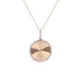 14K Yellow Gold Disc Pendant With Diamond Halo And 18 Inch Chain