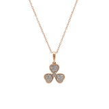 14K Yellow Gold Three Leaf Pave Diamond Pendant With 18 Ich Cable Chain