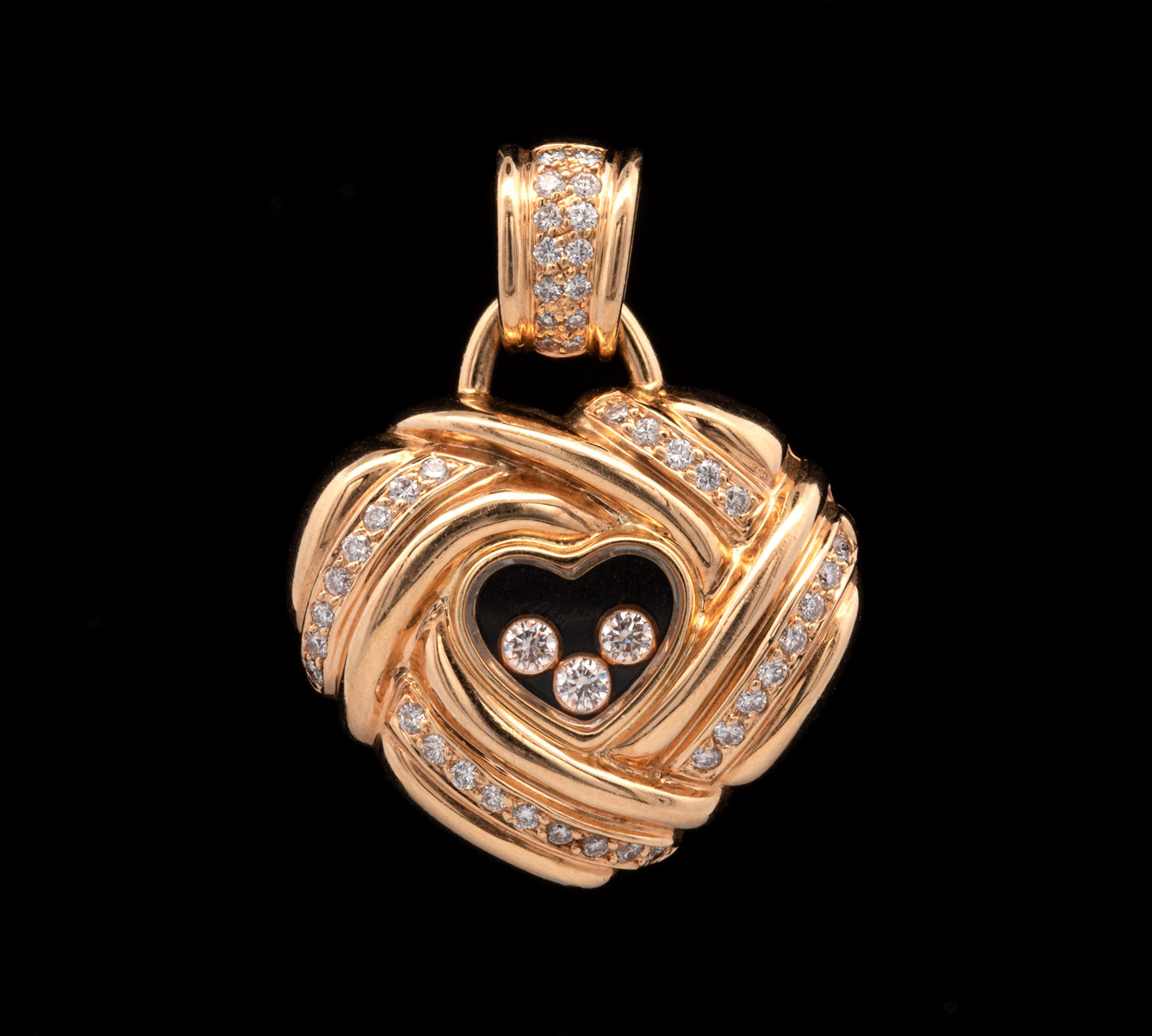 18K Yellow Gold Chopard Happy Diamonds Heart Pendant
