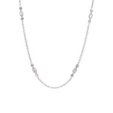 18K White Gold Marquise And Round Diamond Station Necklace