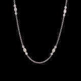 18K White Gold Marquise And Round Diamond Station Necklace