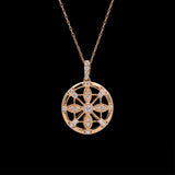 14K Yellow Gold Diamond Dream Catcher Pendant With 18 Inch Chain