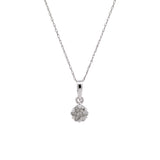 14K White Gold Illusion Set Diamond Pendant With 18 Inch Chain