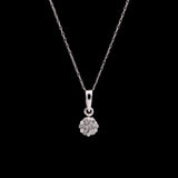 14K White Gold Illusion Set Diamond Pendant With 18 Inch Chain