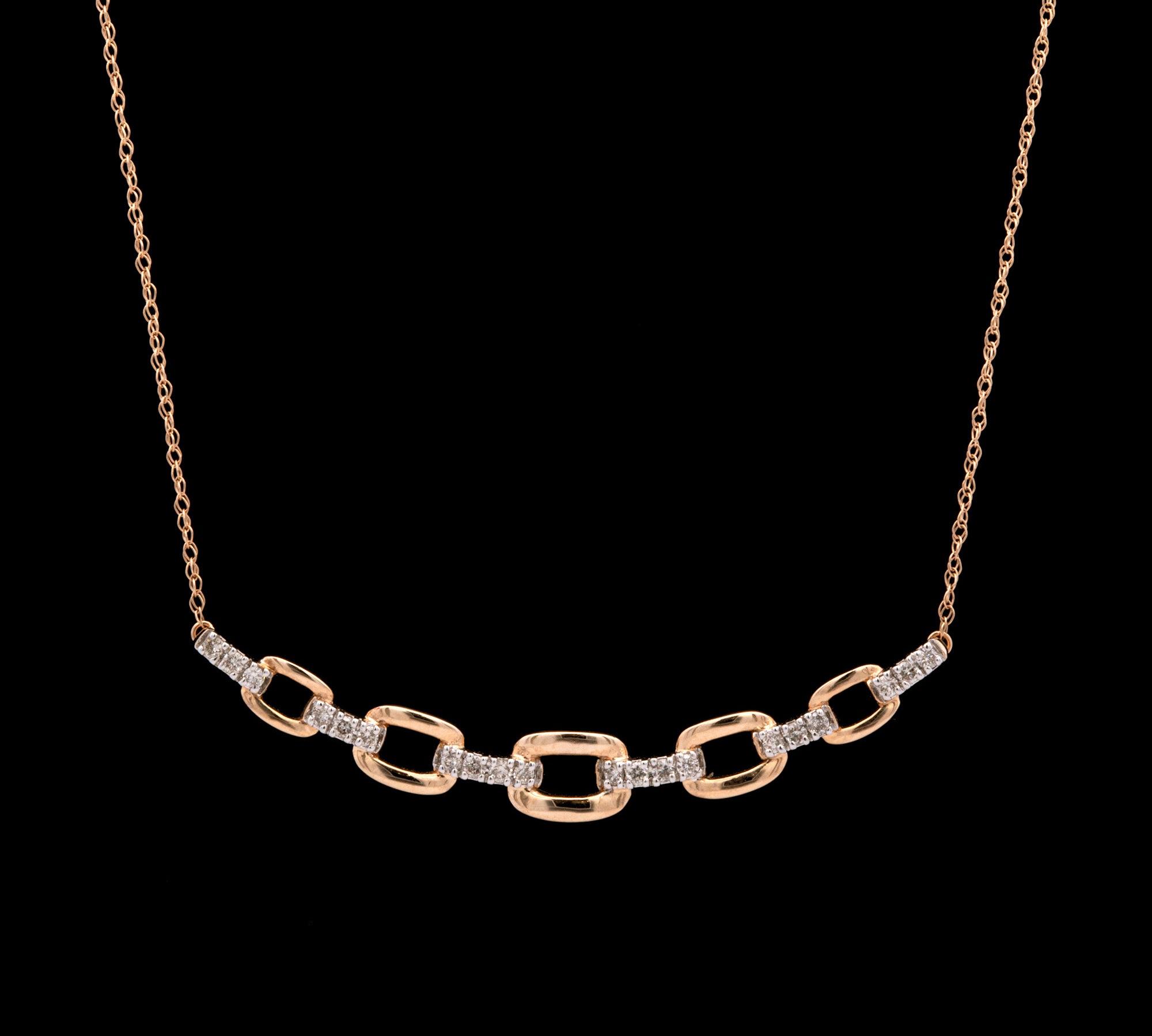 14K Yellow Gold Paperclip Link Necklace With Diamond Accent
