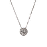 18K White Gold Diamond Illusion Set Pendant With Diamond Halo, 15 Inches
