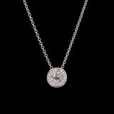 18K White Gold Diamond Illusion Set Pendant With Diamond Halo, 15 Inches