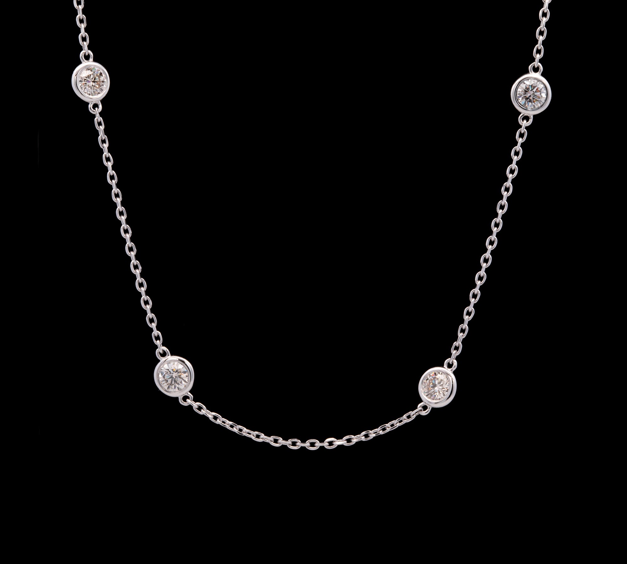18K White Gold 2.50ctw Diamond Station Necklace, 20 Inches