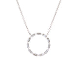 14K White Gold Emerald Cut Diamond Circle Pendant
