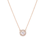 14K Yellow Gold Diamond Halo Necklace With 18 Inch Chain