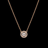 14K Yellow Gold Diamond Halo Necklace With 18 Inch Chain