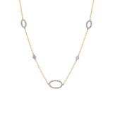 14K Yellow Gold Necklace With Diamond Oval Links, 18 Inches
