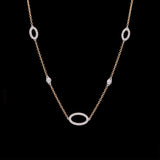 14K Yellow Gold Necklace With Diamond Oval Links, 18 Inches