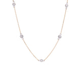 14K Yellow Diamond Station Necklace, 18 Inches With Jump ring At 17.25 And 16.5 Inches