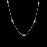 14K Yellow Diamond Station Necklace, 18 Inches With Jump ring At 17.25 And 16.5 Inches