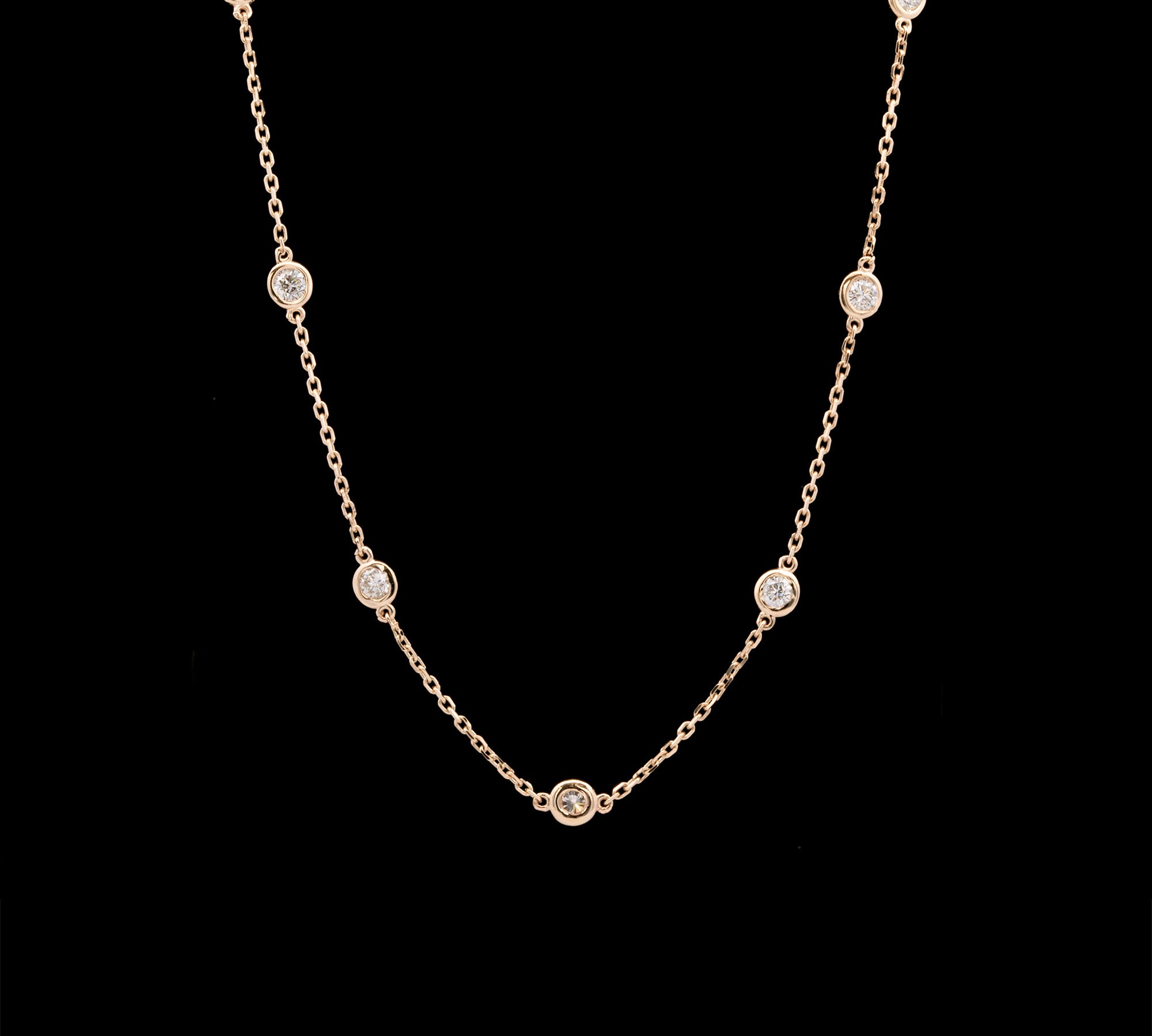 14K Yellow Gold 1.50ctw Diamond Station Necklace, 18 Inches