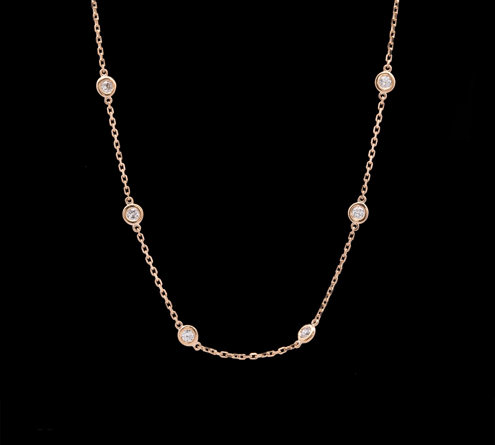 14K Yellow Gold 1.00ctw Diamond Statin Necklace, 20 Inches