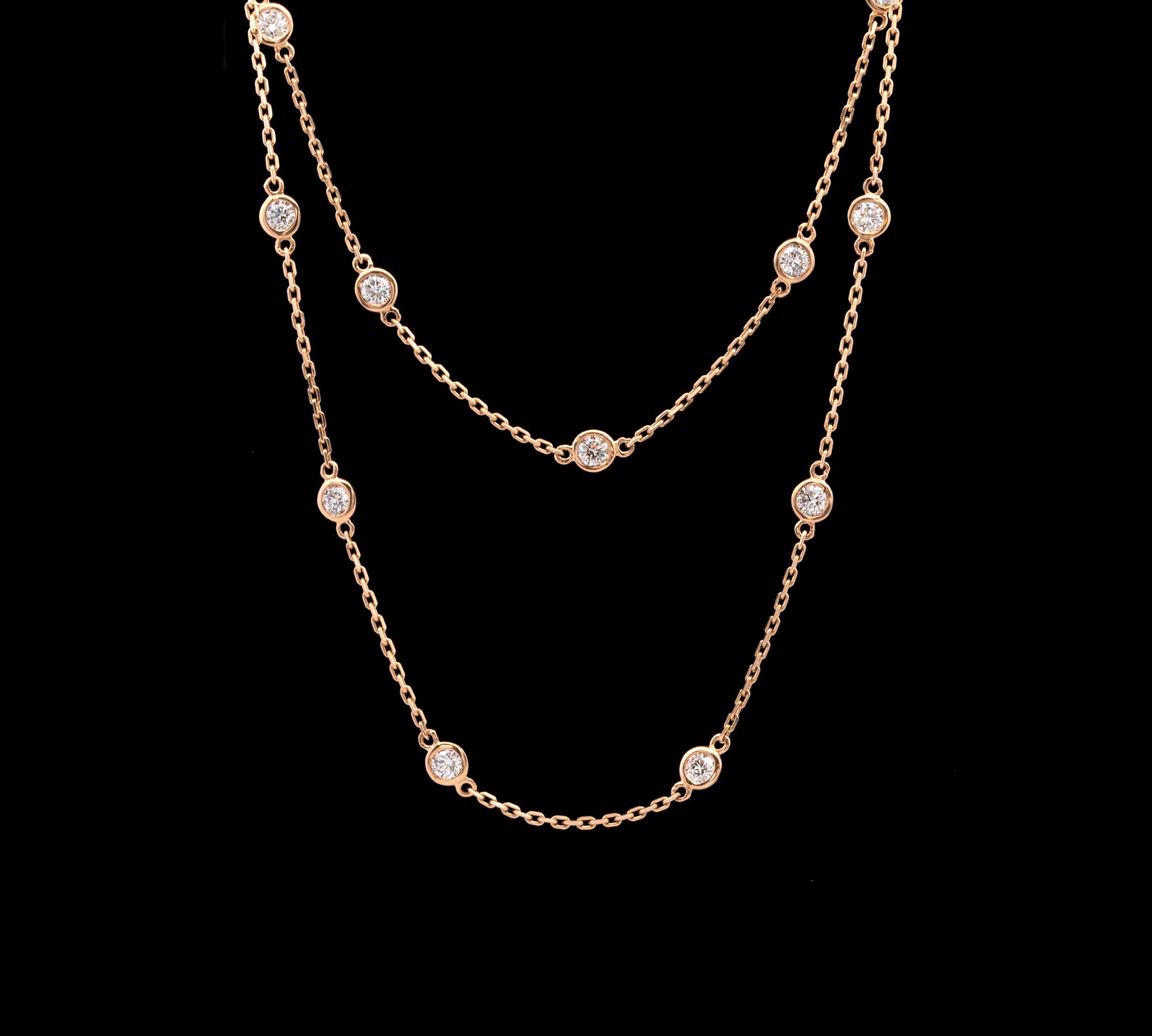 14K Yellow Gold 3.50ctw Diamond Station Necklace, 36 Inches