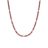 14K Yellow Gold 11.26ctw Ruby And Diamond Line Necklace, 18 Inches