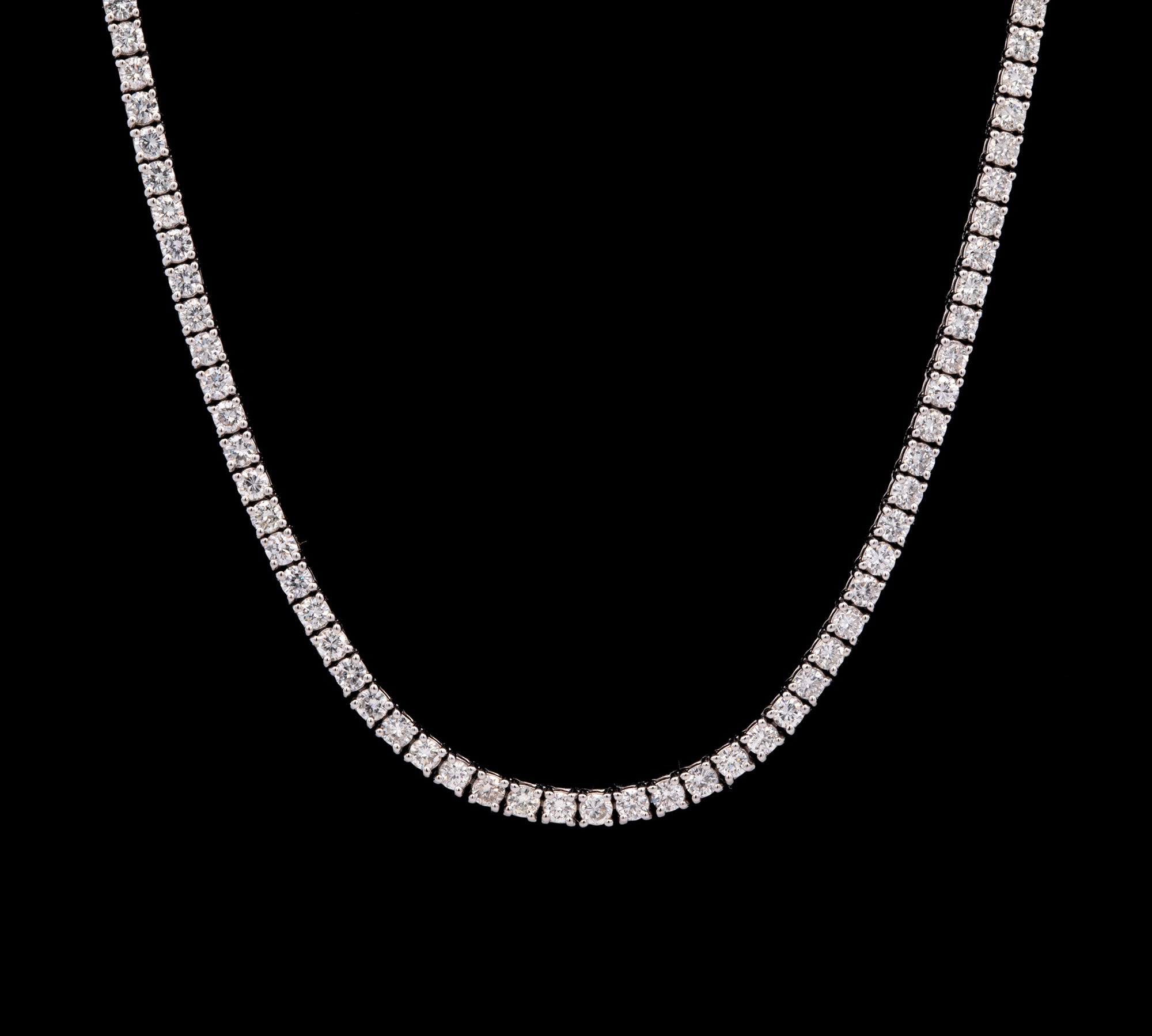 14K White Gold 7.14ctw Diamond Line Necklace, 18 Inches