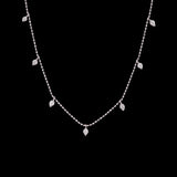 14K White Gold Diamond Dangle Station Necklace With Adjustable Chain