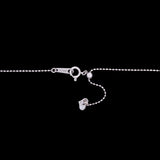 14K White Gold Diamond Dangle Station Necklace With Adjustable Chain