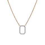14K Yellow And White Gold Open Rectangle Diamond 18 Inch Necklace