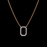 14K Yellow And White Gold Open Rectangle Diamond 18 Inch Necklace